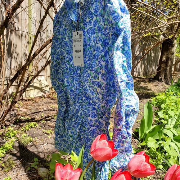 ZARA| PRINTED GATHERED BLOUSE - Picture 9 of 9